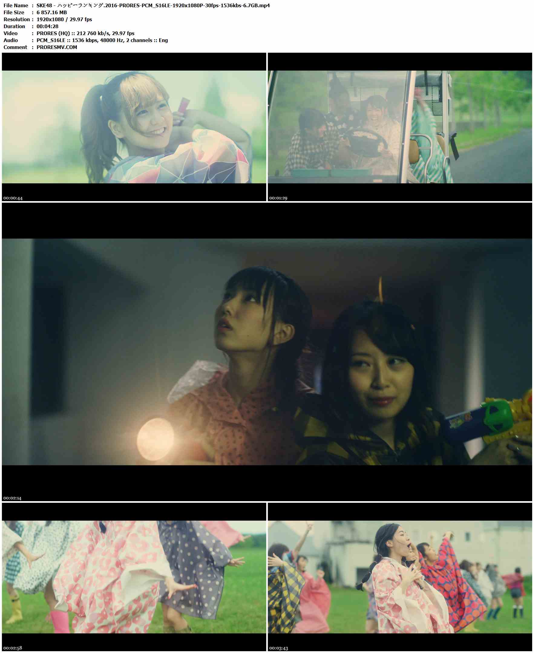 SKE48 - ハッピーランキング.2016-PRORES-PCM_S16LE-1920x1080P-30fps-1536kbs-6.7GB官方MV_高清MV